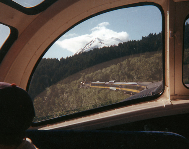 Riding the train outside Anchorage